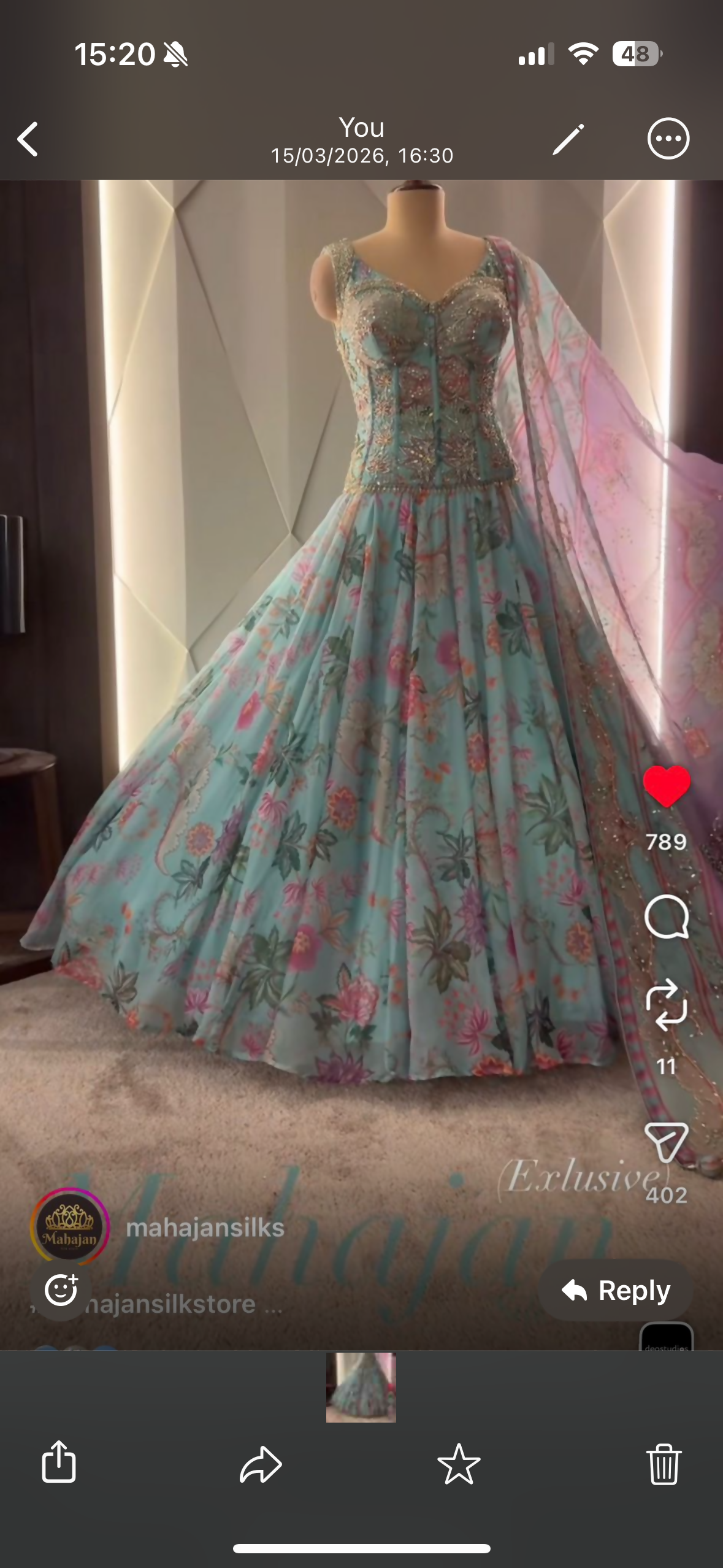 Peach two tone sharara